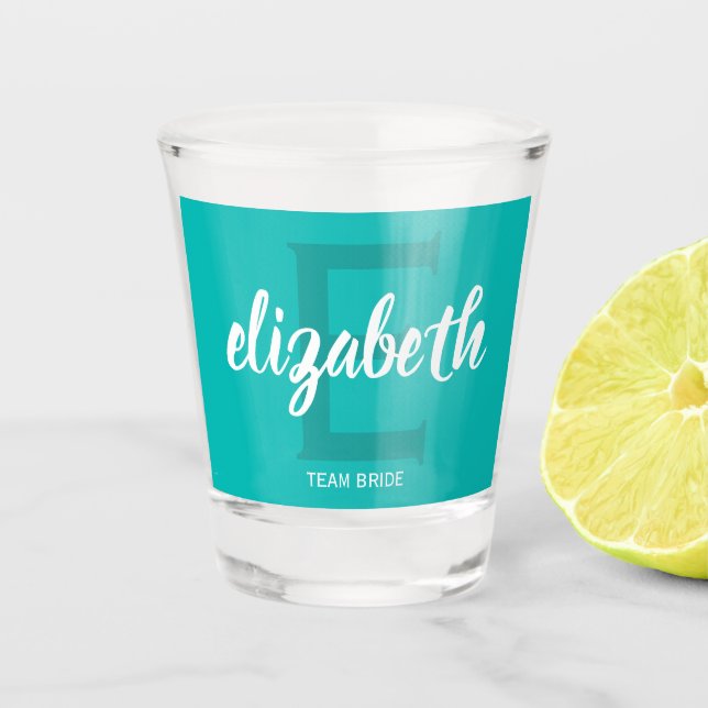 Vaso De Chupito Turquoise Team Bride Personalizado (Anverso)
