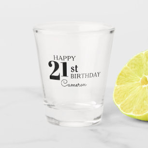 Vaso De Chupito Typografía de Guay Feliz cumpleaños número 21 con