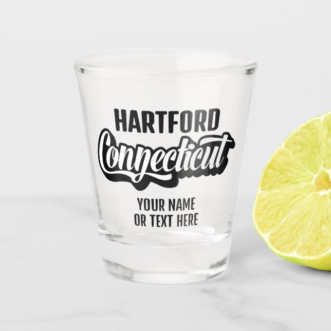Vaso De Chupito Ubicación personalizada y texto Connecticut (Anverso)