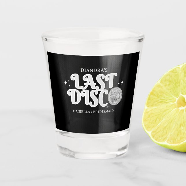 Vaso De Chupito Última discoteca Nombre Retro Plata Bachelorette d (Anverso)