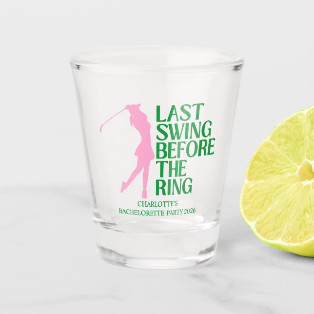 Vaso De Chupito Último Golf Swing de Soltera Rosa Verde (Anverso)