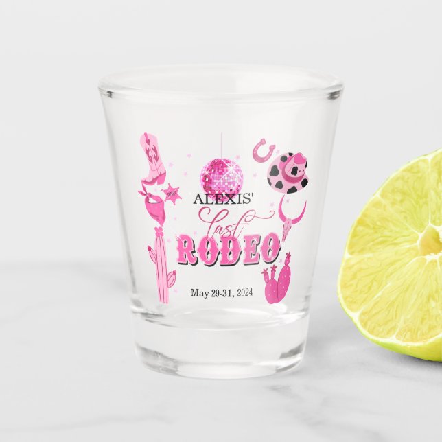 Vaso De Chupito Último Rodeo Bridal Shower/Bachelorette Glass Disp (Anverso)