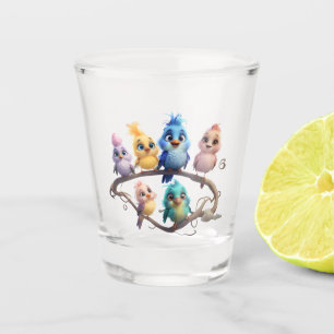 Vaso De Chupito Un bonito desfile de pájaros personalizados en col