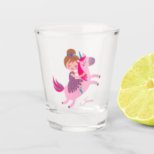 Vaso De Chupito Un Chica muerto y muerto viajando en una unicornio