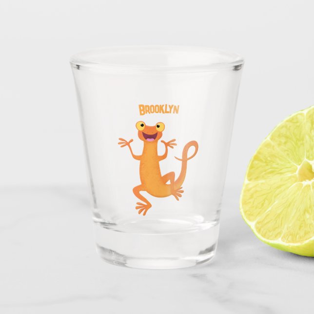 Vaso De Chupito Un naranja alegre y lindo bailando (Anverso)