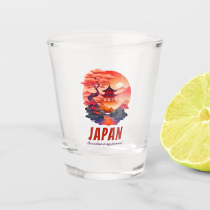 Vaso De Chupito Un paisaje divertido de Sunset en Japón