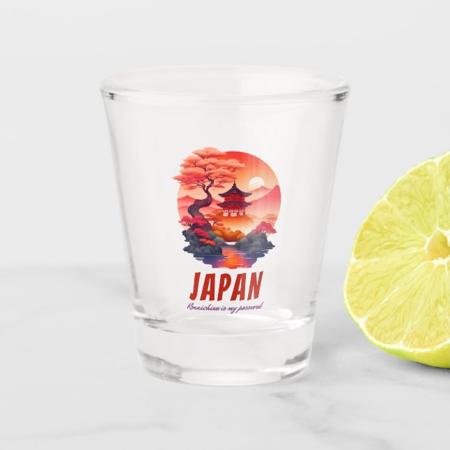 Vaso De Chupito Un paisaje divertido de Sunset en Japón (Anverso)
