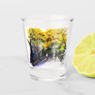 Vaso De Chupito Un Paseo A Través Del Parque De Vidrio Disparado