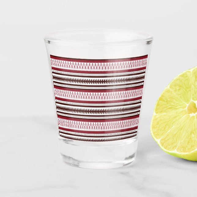 Vaso De Chupito un patrón rayado rojo y blanco (Anverso)