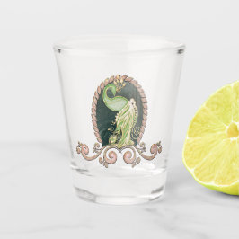 Vaso De Chupito Un pavo real majestuoso en oro y verde