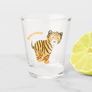 Vaso De Chupito Un personalizado feliz del cachorro de tigre