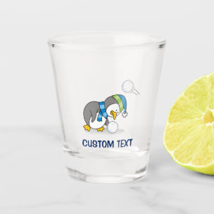 Vaso De Chupito Un pingüino con una bola de nieve