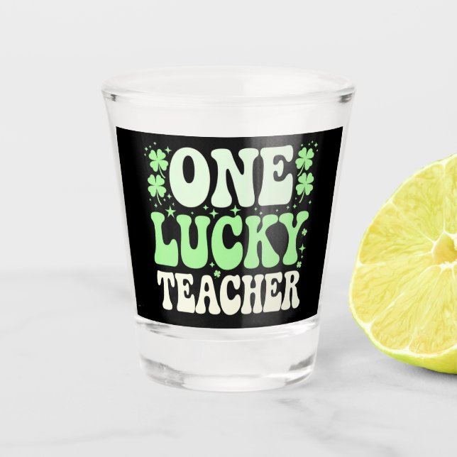 Vaso De Chupito Un profesor afortunado Groovy Profesor Retro Día d (Anverso)