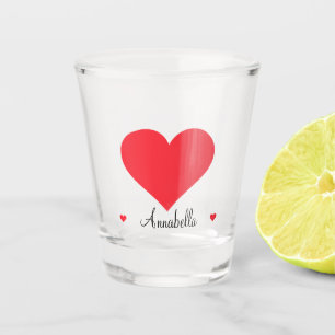 Vaso De Chupito Un regalo lindo con el nombre del gran corazón roj