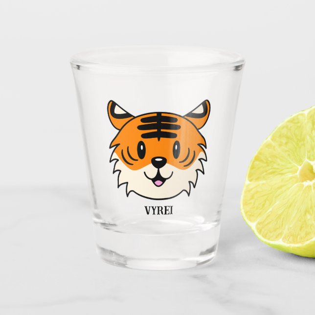 Vaso De Chupito Un tigre Personalizado sonriente y agudo (Anverso)