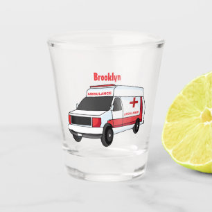 Vaso De Chupito Una ambulancia roja curada van personalizado