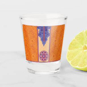 Vaso De Chupito una imagen de un patrón naranja y azul