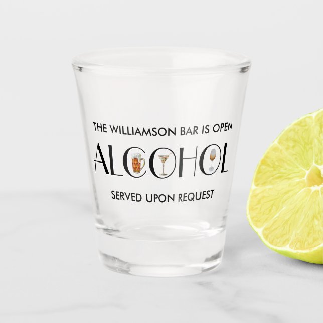 Vaso De Chupito Único Beer Sofisticado Vino Martini Nombre Negro (Anverso)