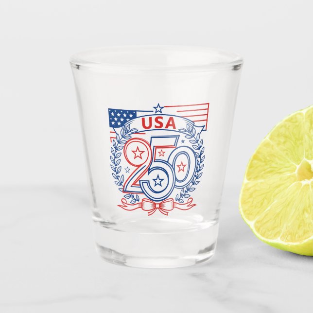 Vaso De Chupito USA 250 Patriotic Anniversary Emblem Design (Anverso)