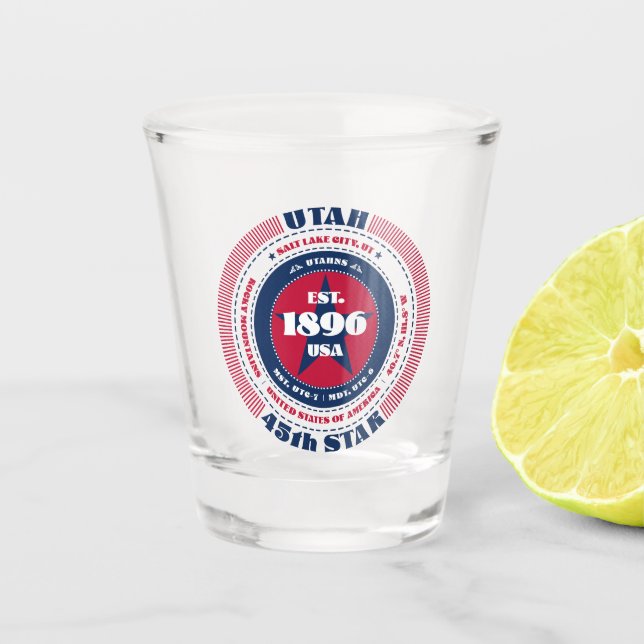 Vaso De Chupito Utah 45.º vidrio de disparo patriótico (Anverso)