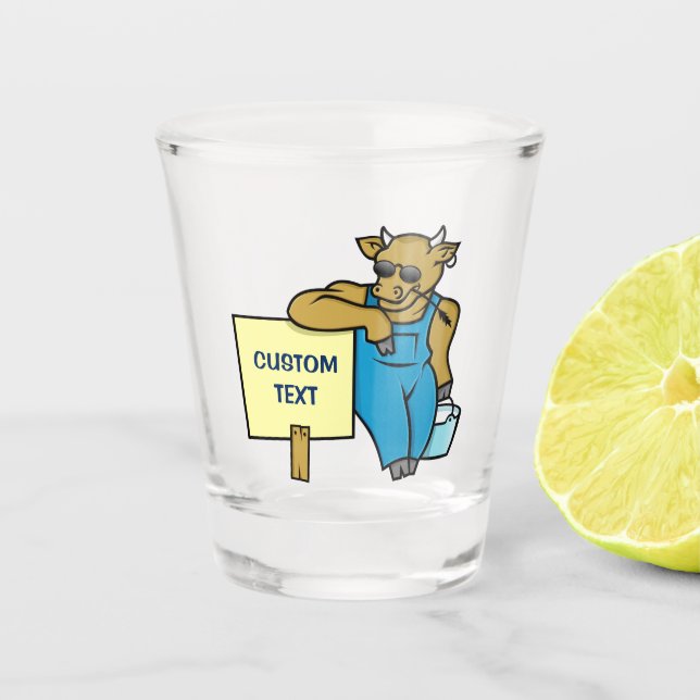 Vaso De Chupito Vaca con Rótulo (Anverso)