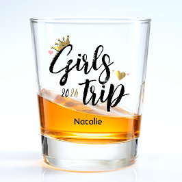 Vaso De Chupito Vacaciones Corona Dorada Corazón Rosa Viaje de Chi