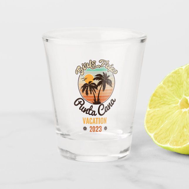 Vaso De Chupito Vacaciones personalizadas Punta Cana 2023 Retro 60 (Anverso)
