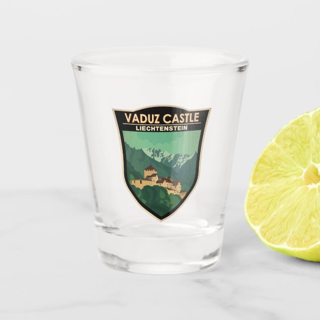 Vaso De Chupito Vaduz Castle Liechtenstein Viaje Insignia de Viaje (Anverso)