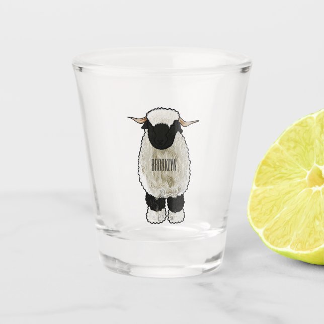 Vaso De Chupito Valais Blacknose ilustracion personalizado ovino (Anverso)