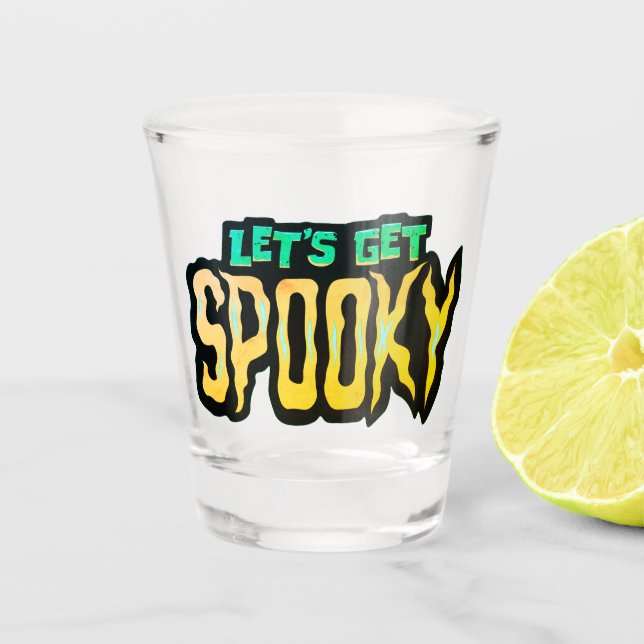 Vaso De Chupito Vamos a poner un polo de Halloween verde y amarill (Anverso)