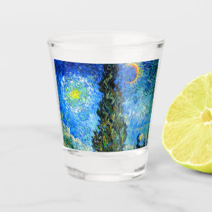 Vaso De Chupito Van Gogh Road con Cypress y Star