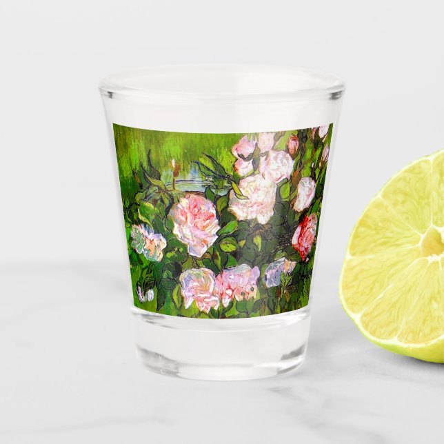 Vaso De Chupito Van Gogh sigue con la vida con rosas rosas rosas (Anverso)