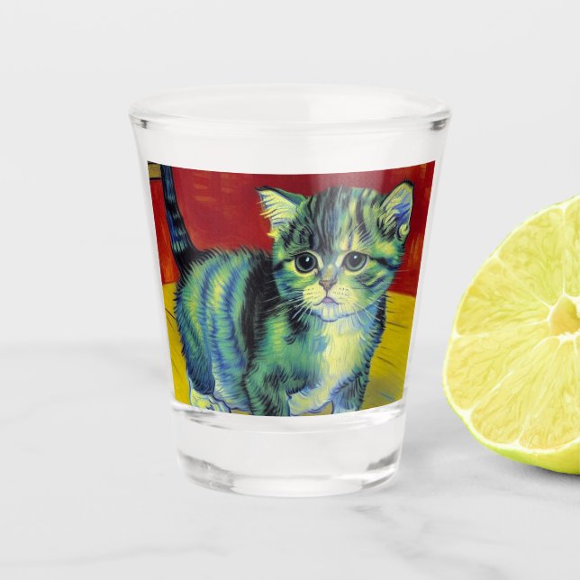 Vaso De Chupito Van Gogh Tabby Cat (Anverso)