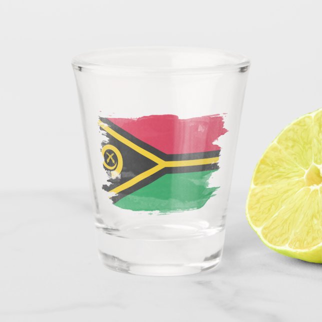 Vaso De Chupito Vanuatu flag brush stroke, national flag (Anverso)