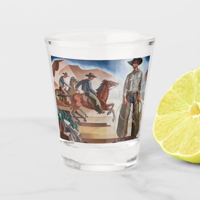 Vaso De Chupito Vaqueros montando caballos (Anverso)