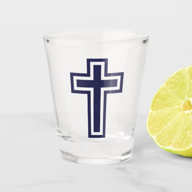 Vaso De Chupito Variantes de la cruz azul cristiana (Anverso)
