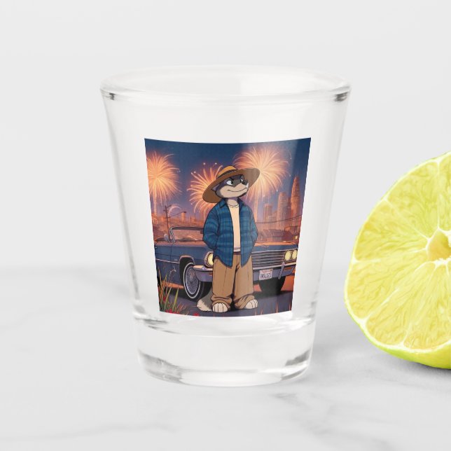 Vaso De Chupito Vato Lobo El 4 de julio (Anverso)