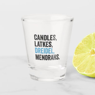 Vaso De Chupito Velas Latkes Dreidel Menorahs Funny Hanukkah Jew