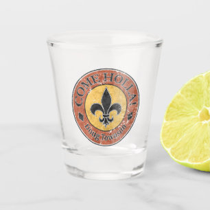 Vaso De Chupito ¡Ven Holla! Logotipo del círculo de Fleur-de-lis