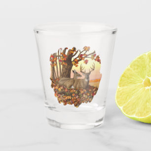 Vaso De Chupito Venado de cola blanca en otoño de Nueva Inglaterra