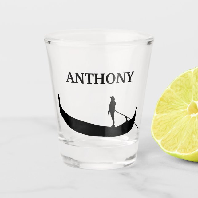 Vaso De Chupito Venecia Gondola Silhouette Black Personalizada (Anverso)