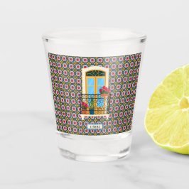 Vaso De Chupito Ventana de la casa de Lisboa con plantas y azulejo