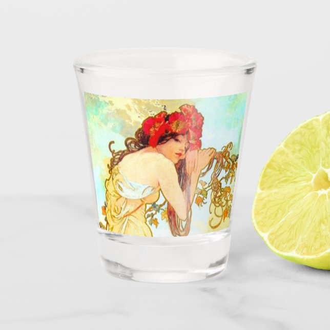 Vaso De Chupito Verano de Art Nouveau de Alphonse Mucha (Anverso)