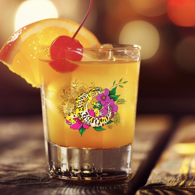 Vaso De Chupito Verde Gecko Amarillo Leopardo (Subido por el creador)