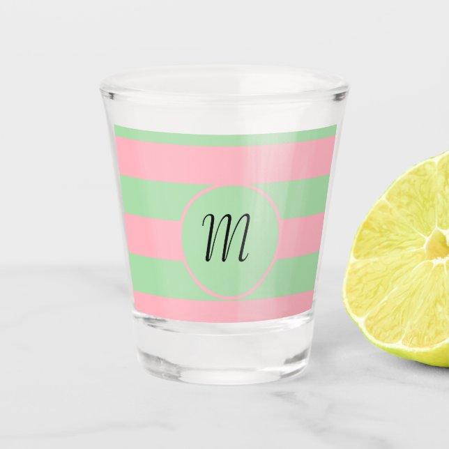 Vaso De Chupito Verde pastel y rosa (Anverso)
