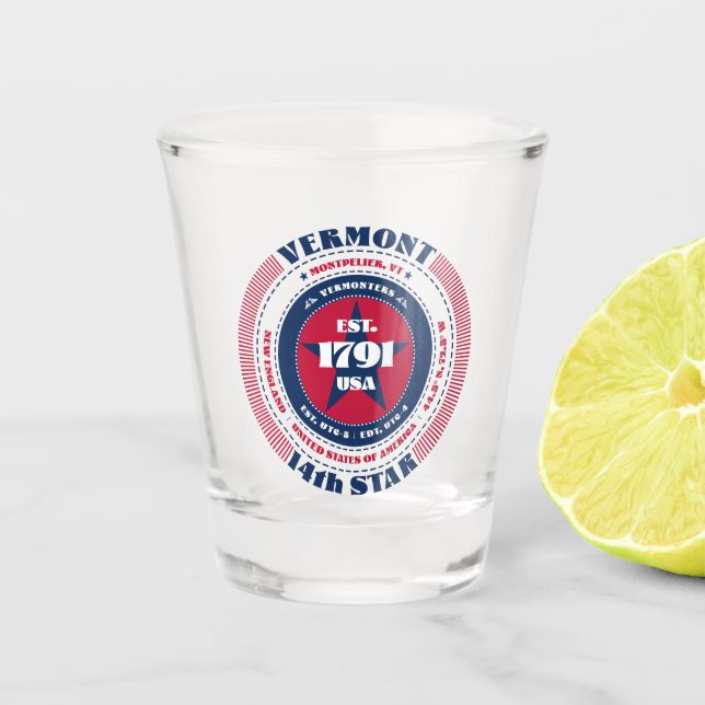 Vaso De Chupito Vermont 14th Star Patriotic Shot glass (Anverso)