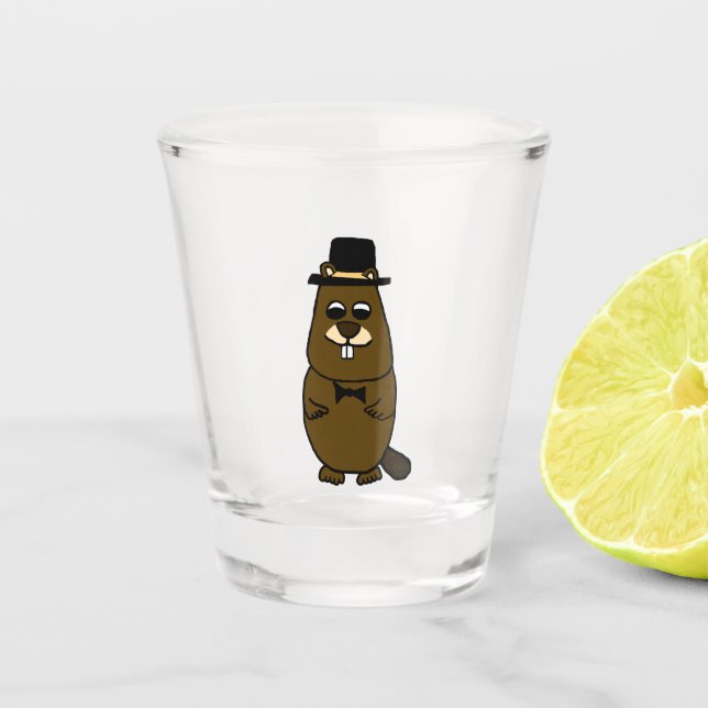 Vaso De Chupito Vestido de Groundhog (Anverso)