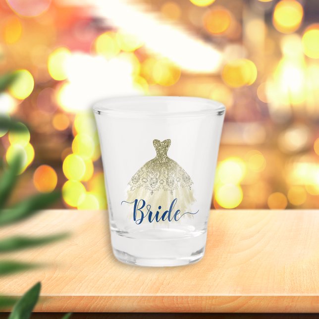 Vaso De Chupito Vestido Dorado Azul De Carolina Para Novia (Subido por el creador)