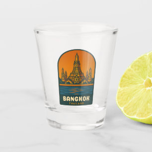 Vaso De Chupito Viaje Antiguo Bangkok Tailandia Gráfico Retro
