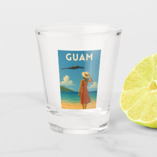 Vaso De Chupito Viaje Antiguo Isla Guam Playa Retro Costera